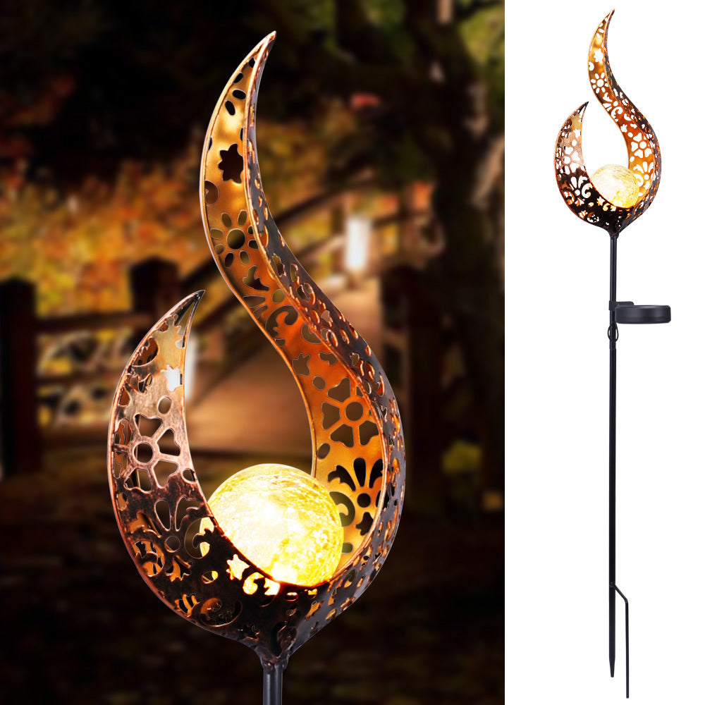 LED Solar Flame Light Metal LED Garden Light Flame