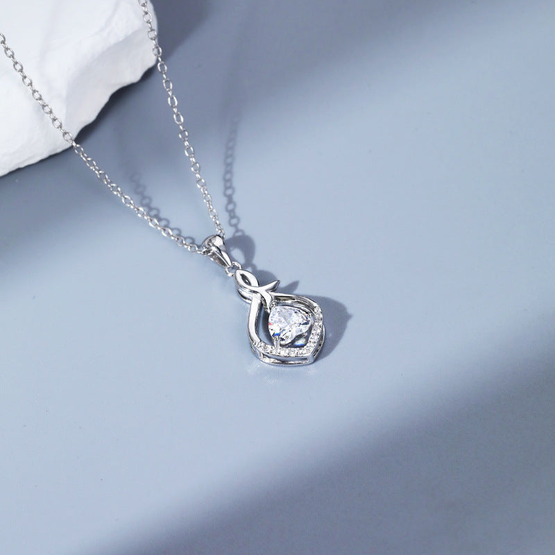 S925 Silver Fashion Sweet Necklace High-grade Inlaid