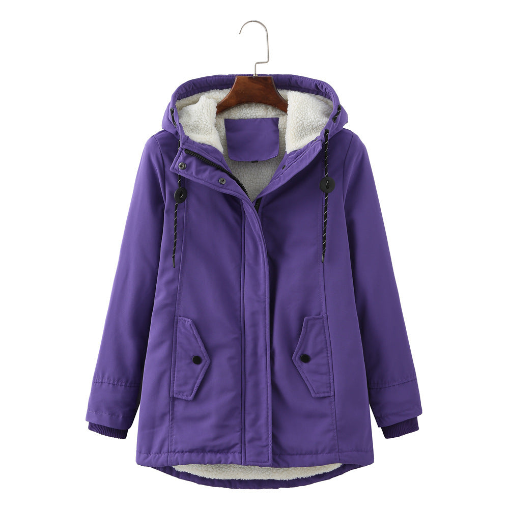 Ladies Hooded Lambswool Parka Winter Jacket