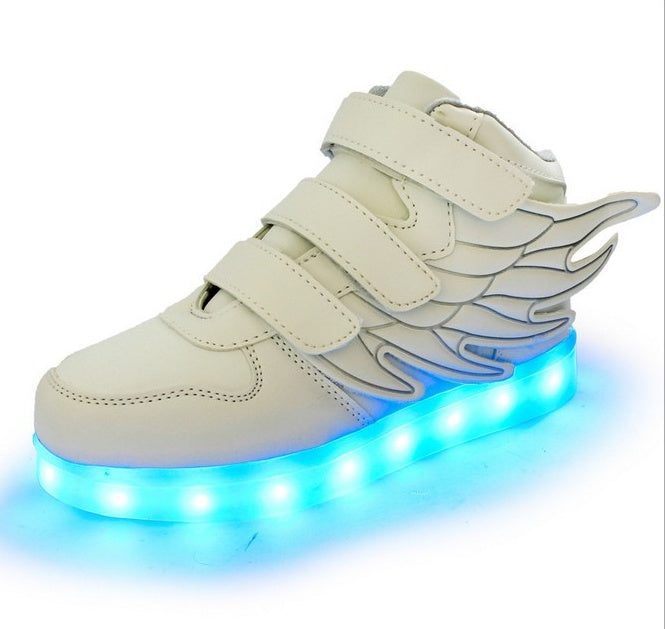 Children's led light shoes with wings and usb charging colorful luminous  Sneakers