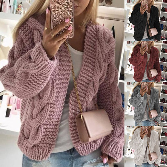 Women's Thick Thread Twist Knitted Cardigan