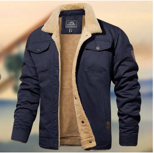 Fleece-lined Mid-length Men's Jacket