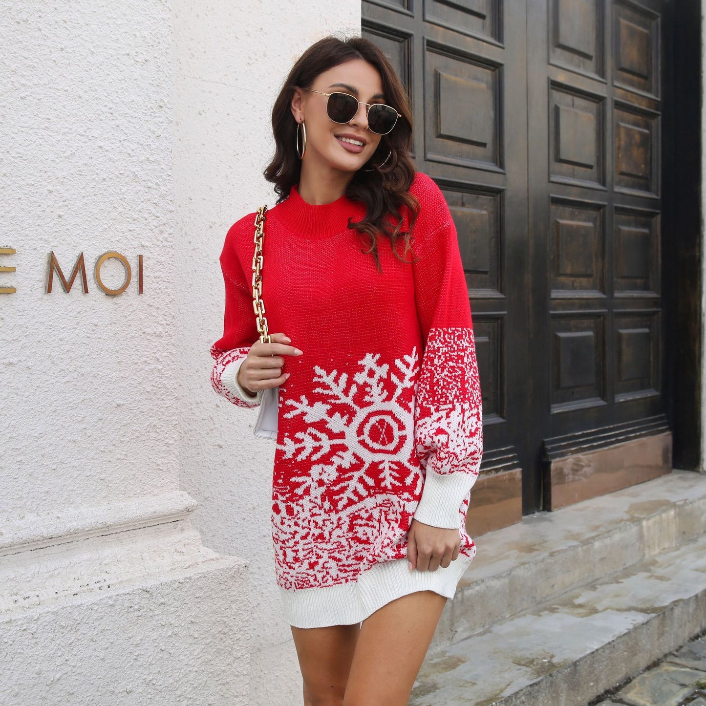 Christmas Snowflake Sweater Dress