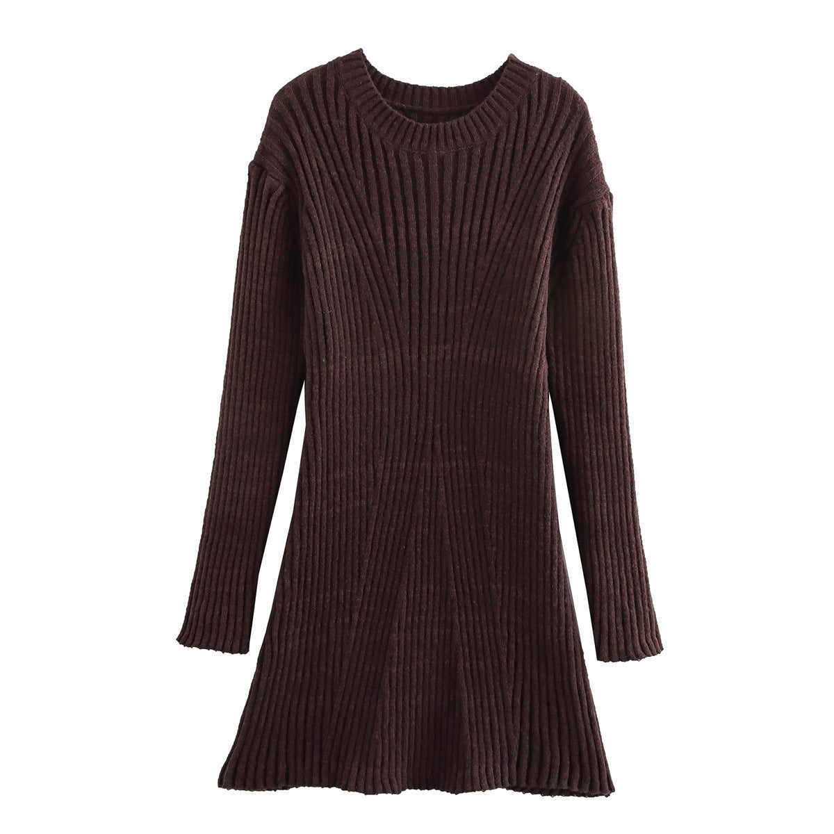 Fashion Solid Ribbed Knitted Dress