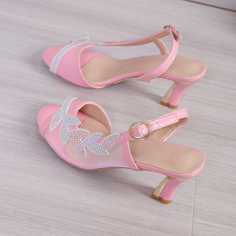 Rhinestone Buckle Sandals Fashion Sexy High Heels