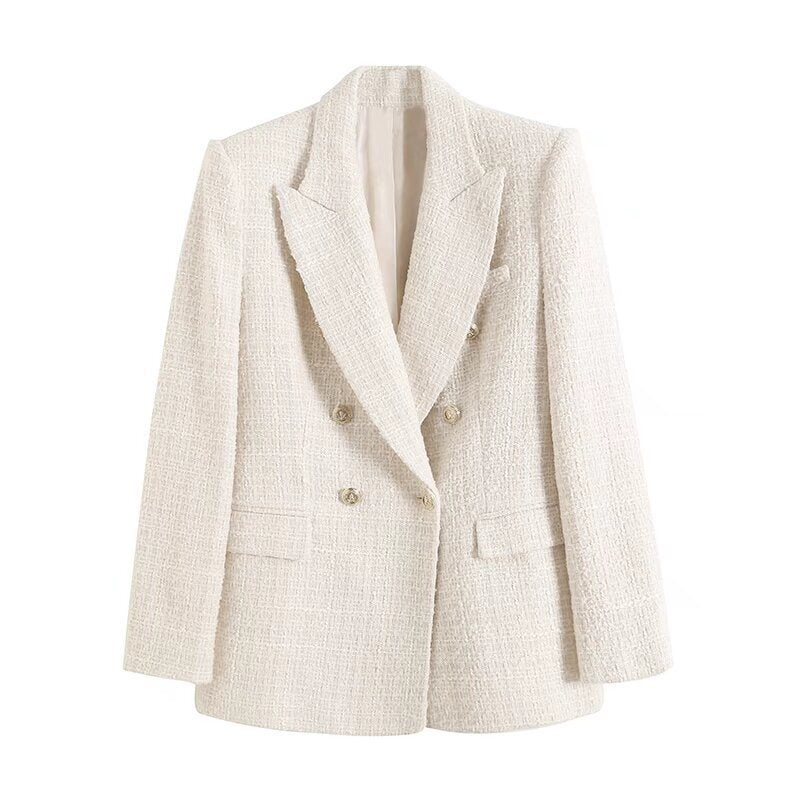 Textured Double-breasted Blazer