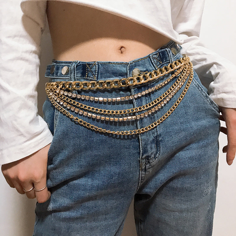 Multilayer Chain Gold Fashion Jeans Hip Hop Punk Street Chain