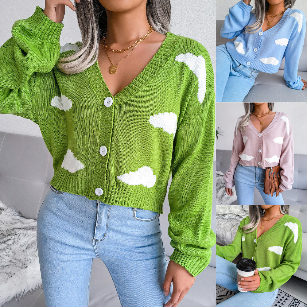 White Cloud Knitted Cardigan Sweater