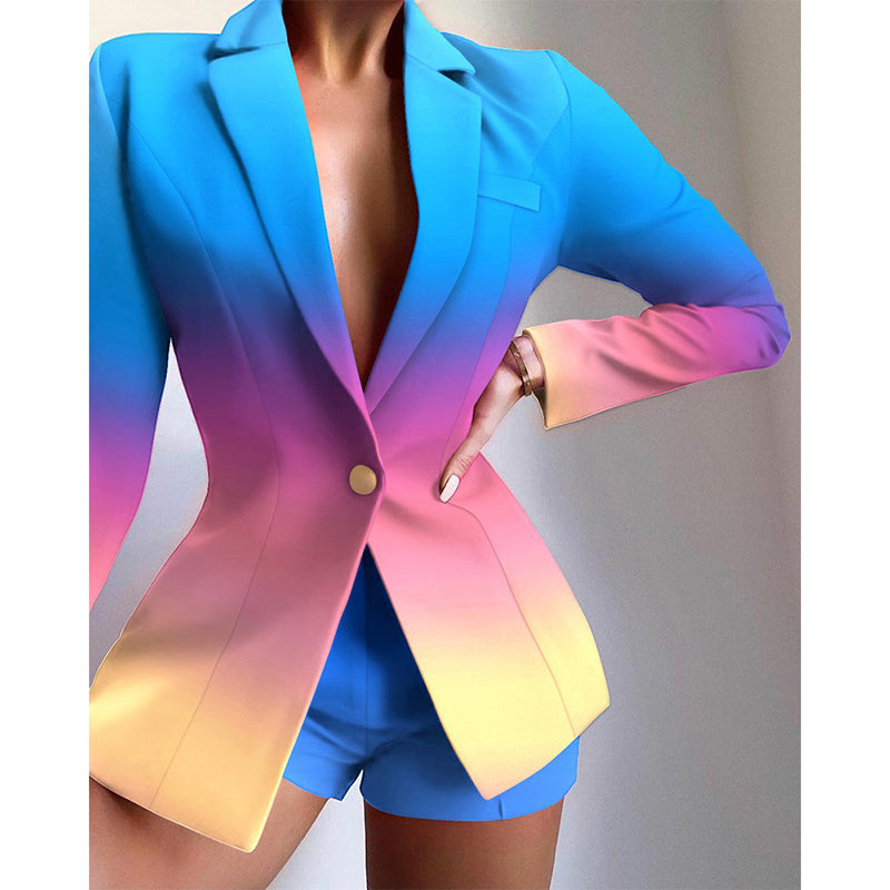 Fashionable And Simple Women's Multicolor Lapel Blazer