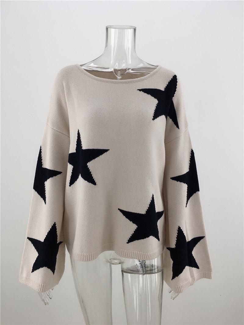 Fall Winter Plus Size Five-pointed Star Sweater