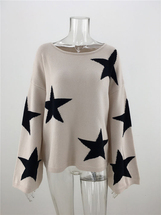 Fall Winter Plus Size Five-pointed Star Sweater