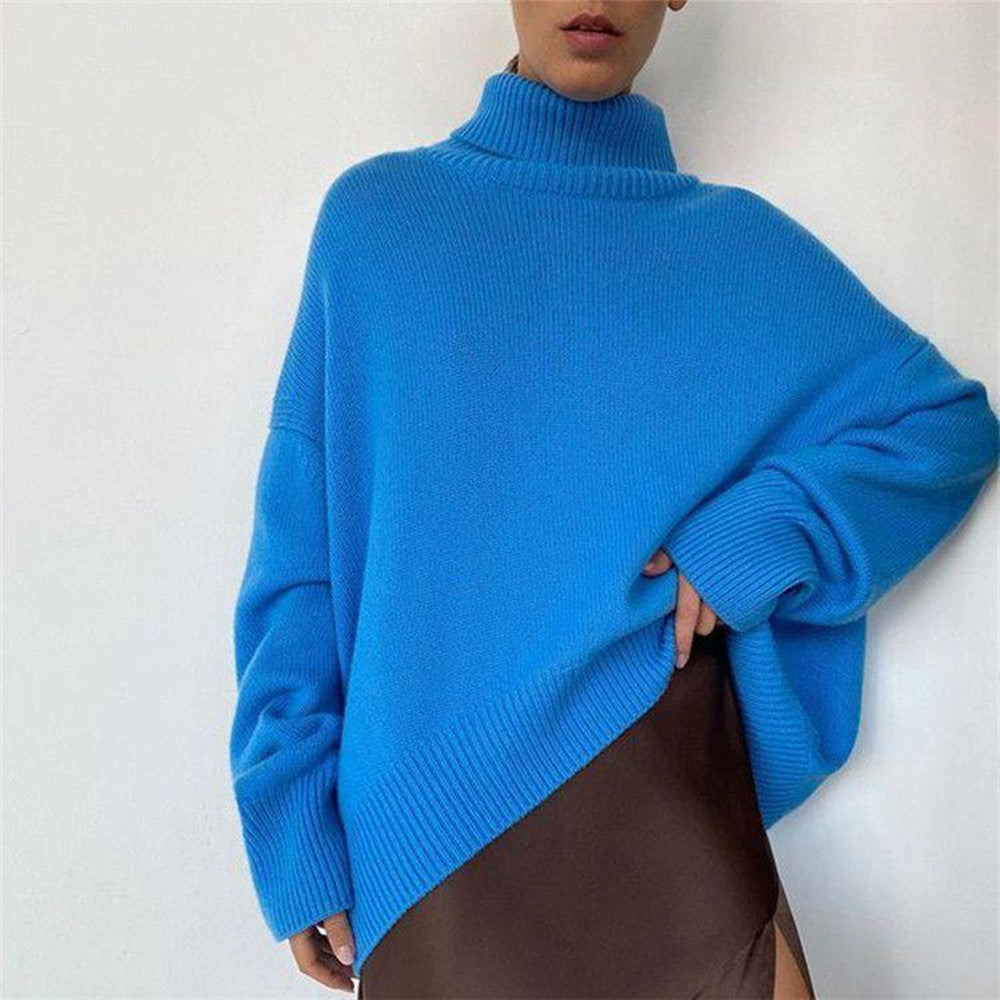 Solid Color Turtleneck Sweater