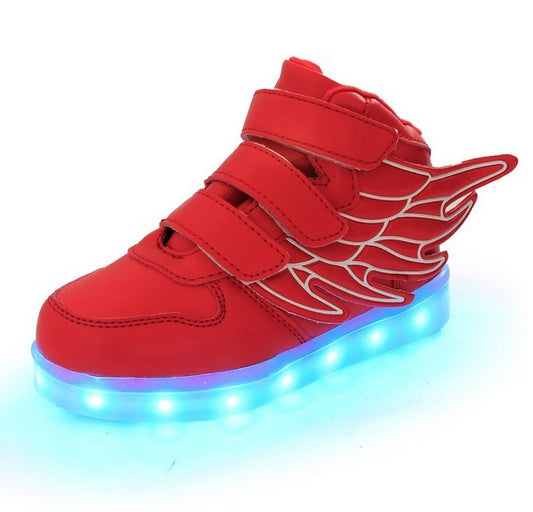 Children's led light shoes with wings and usb charging colorful luminous  Sneakers