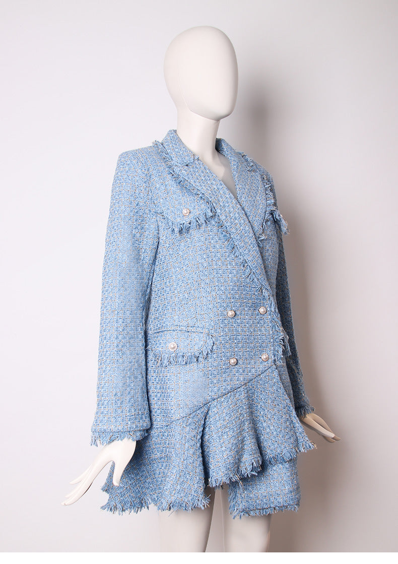 Mid-Length Woolen Coat With Irregular Skirt