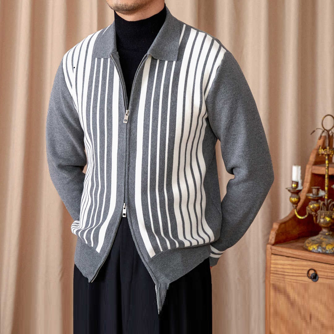 Autumn And Winter Wild Striped Cotton Men's Cardigan