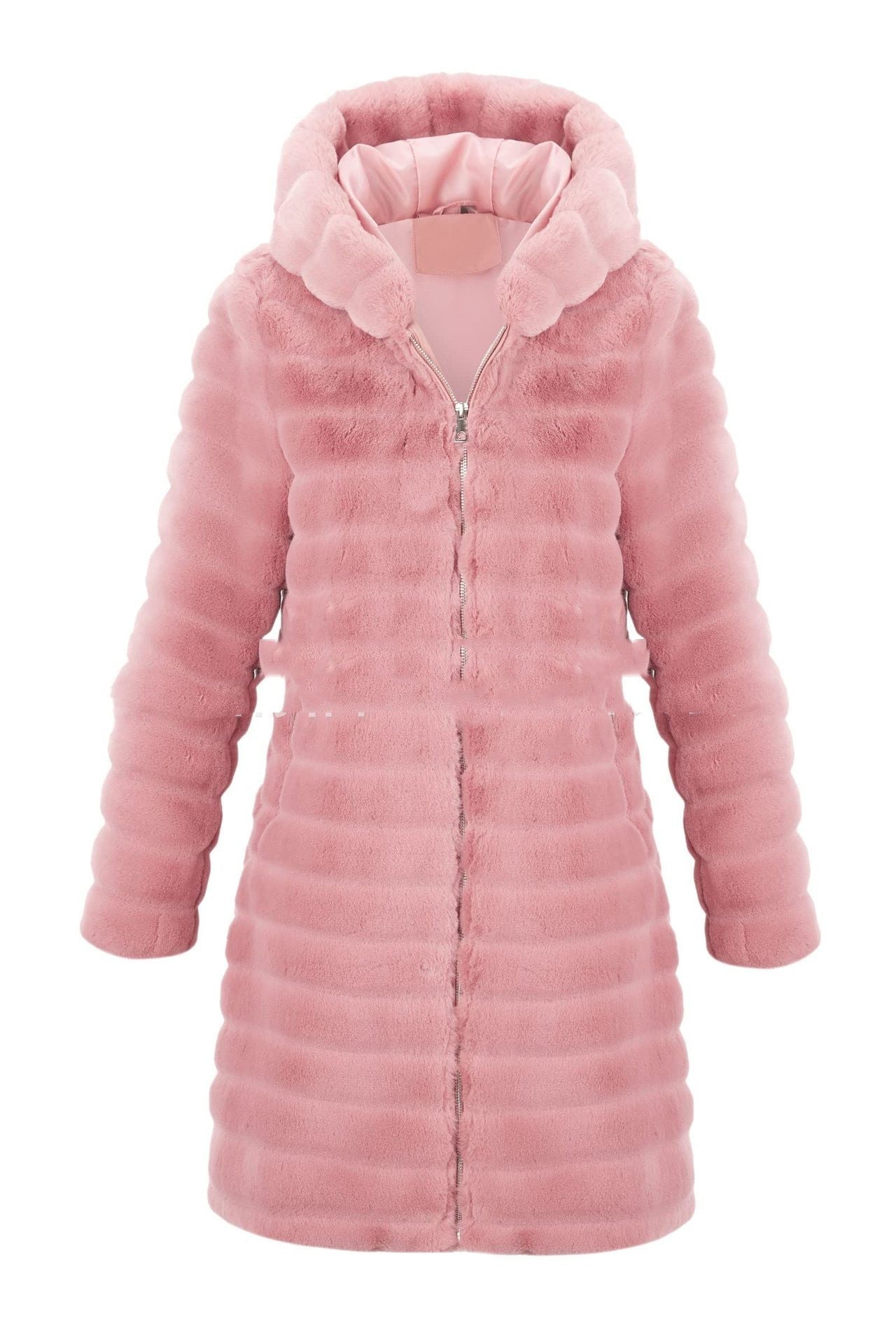 Artificial Mink Hair Hooded Jacket Women