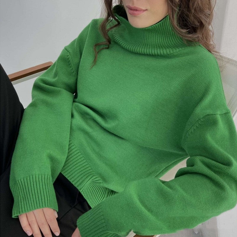 High Collar Loose Knitted Sweater