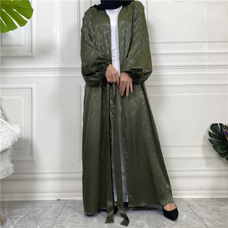 Muslim Clothing Printed Satin Long Sleeve Dress