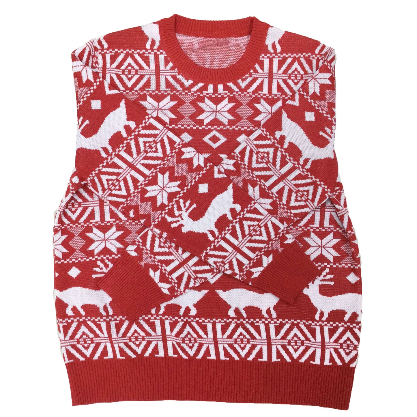 Christmas Fawn Print Pullover Knit Bottoming Sweater