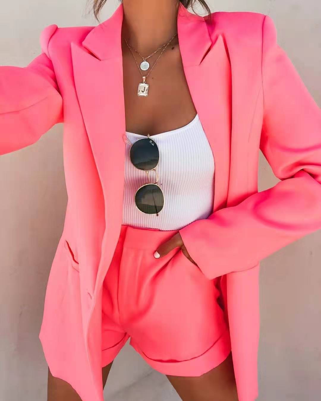 Street Style Blazer And Short For Women