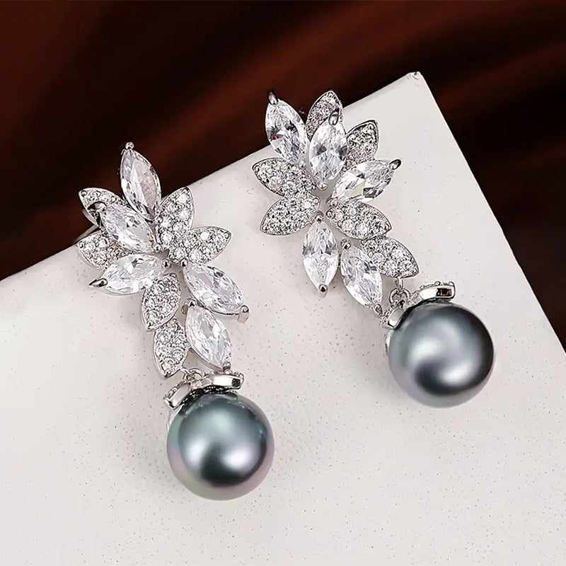 Artificial Pearl Earrings Vintage Flowers