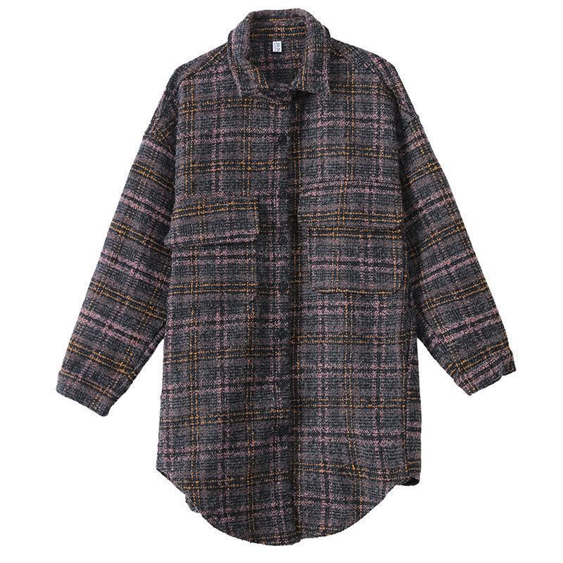 Loose Plaid Shirt Jacket Thick Women's Woolen Women