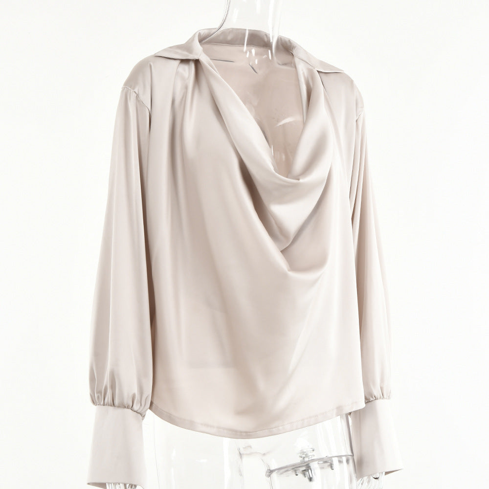 Women's Loose Top With Low Cut Sway Neck Design