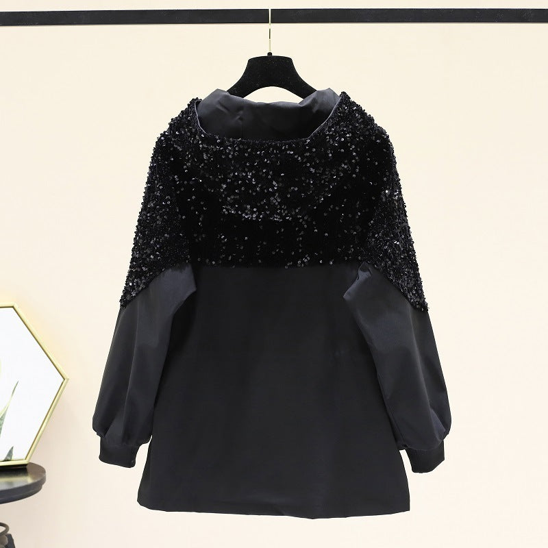 Fashionable And Simple Ladies' Waist Sequined Jacket