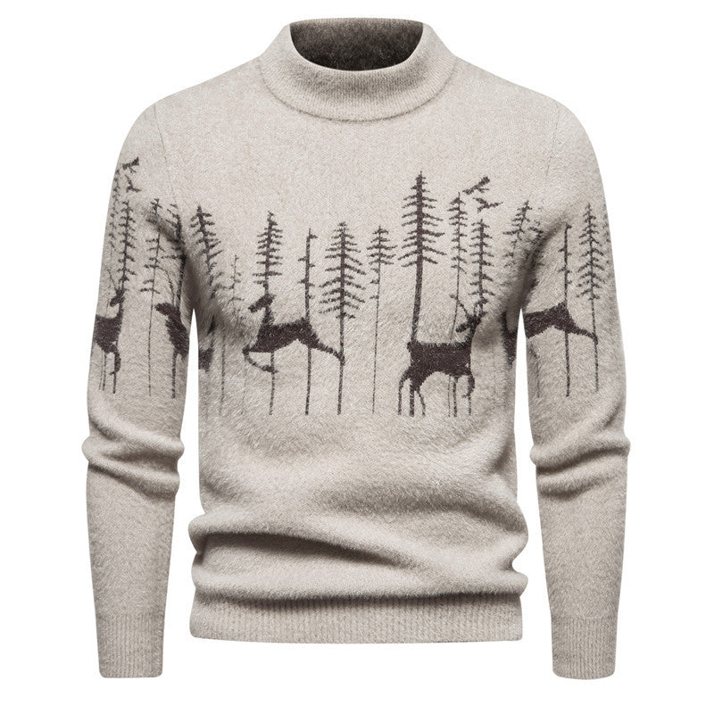 Christmas Deer Printed Sweater For Men