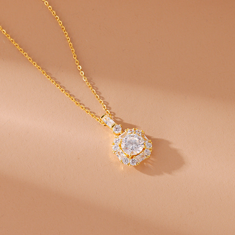 Affordable Luxury Style Geometric Round Zircon Necklace