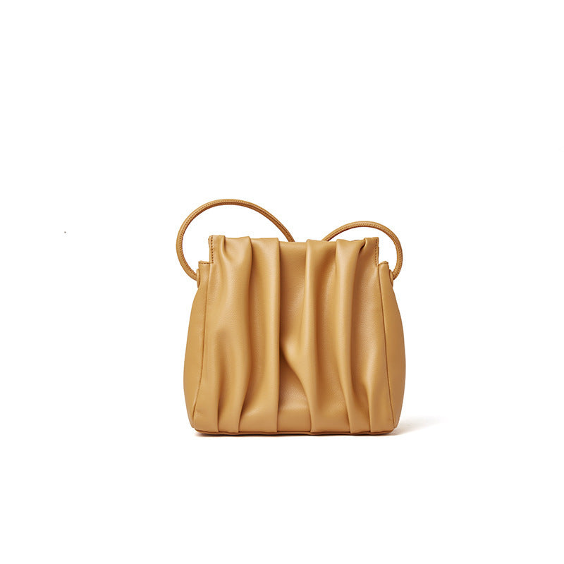 Crossbody Solid Color Pleated Cloud Bag