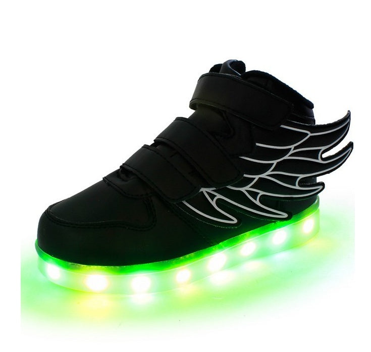 Children's led light shoes with wings and usb charging colorful luminous  Sneakers