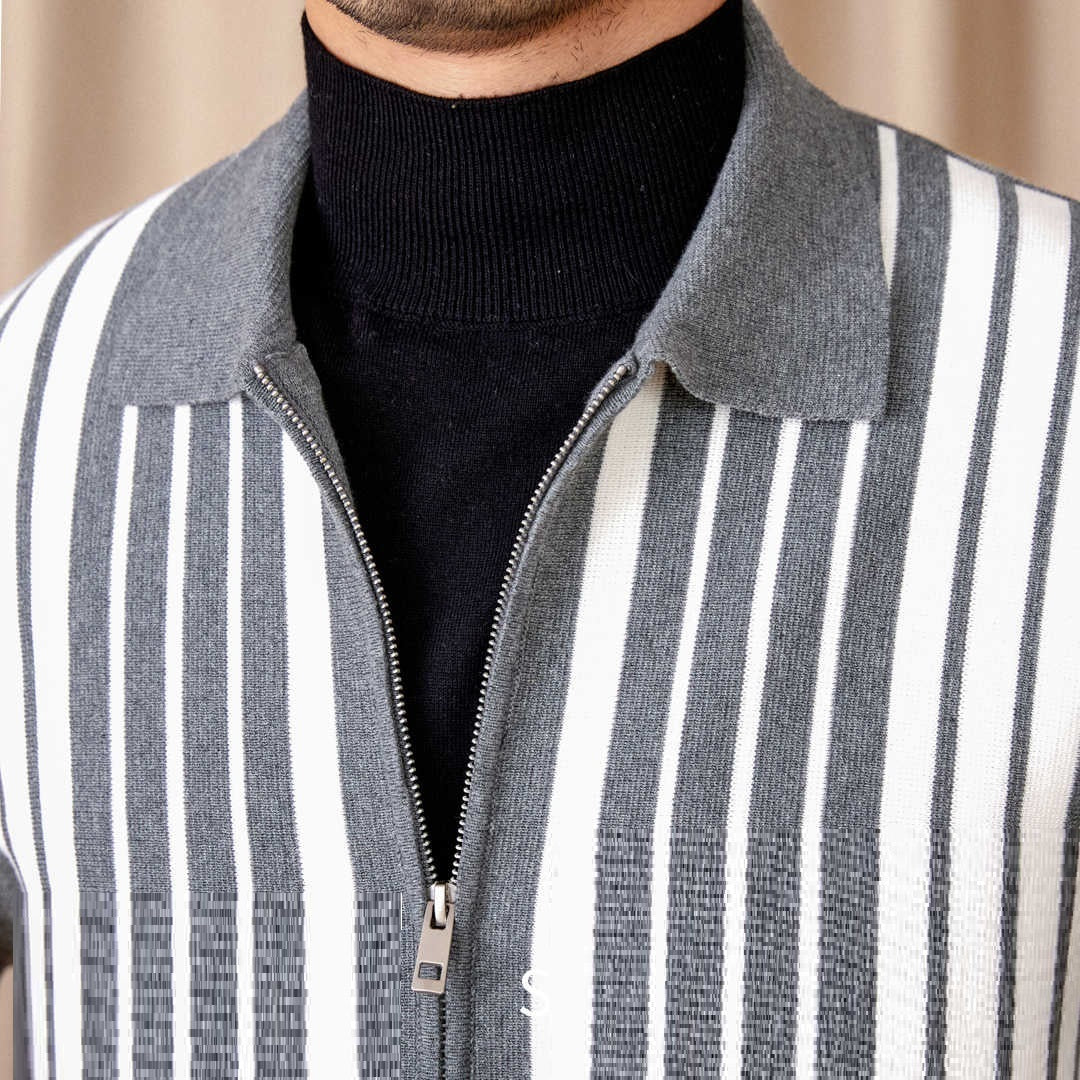 Autumn And Winter Wild Striped Cotton Men's Cardigan