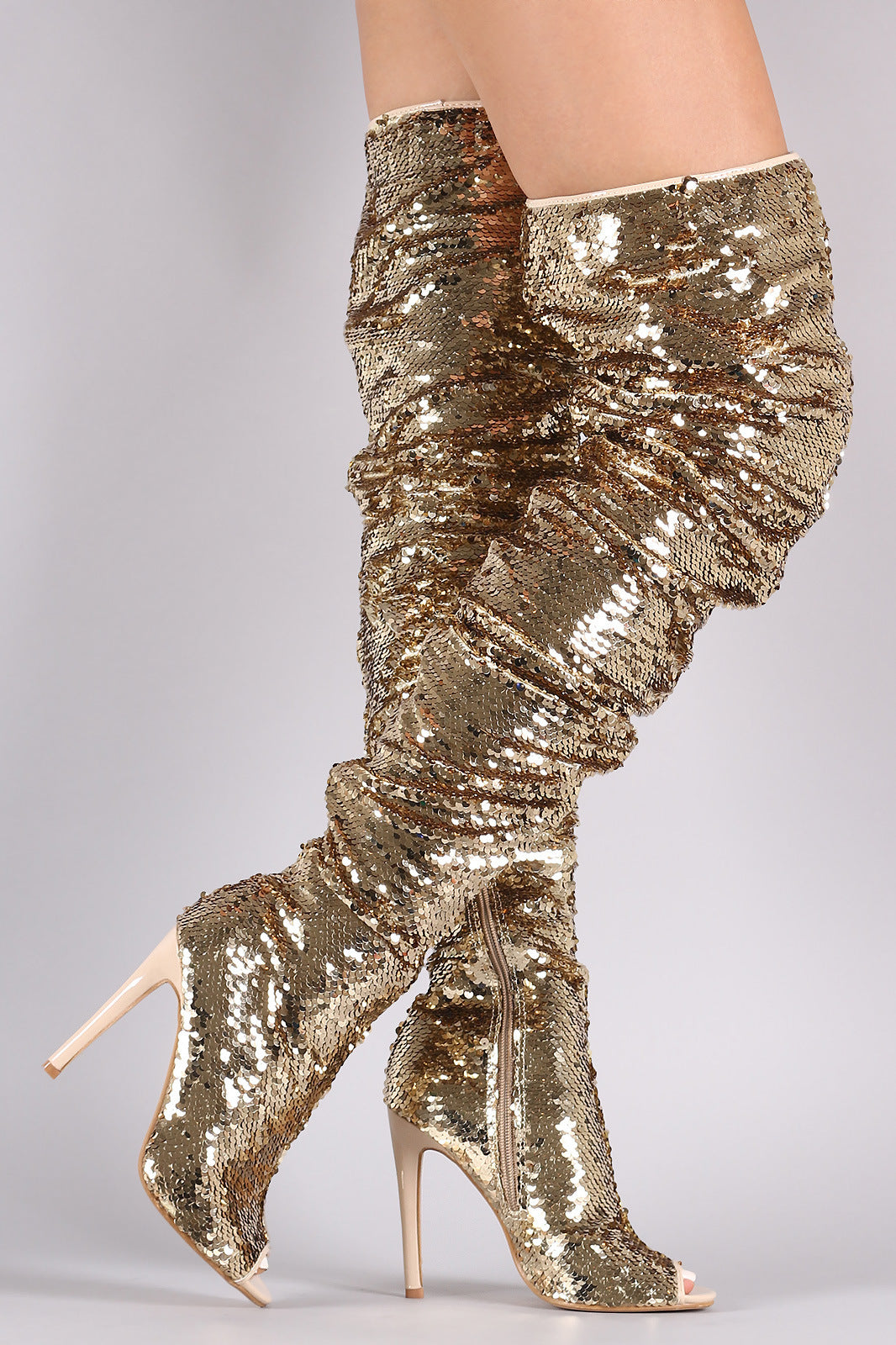 Sequin Fashion Fish Mouth Over The Knee High Heel Long Boots