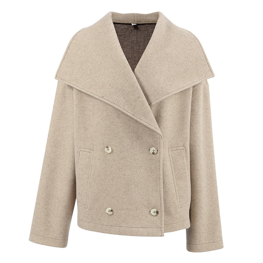 Solid Color Long-sleeved Woolen Coat