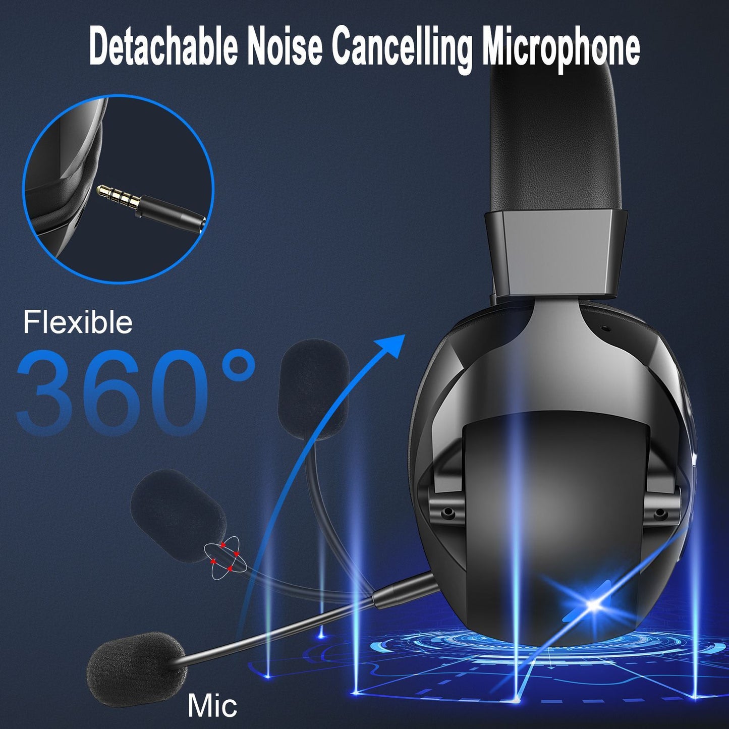 24g Wireless Headset Bluetooth Headset RGB With Transmitter Plug-in Microphone