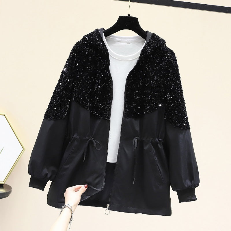 Fashionable And Simple Ladies' Waist Sequined Jacket