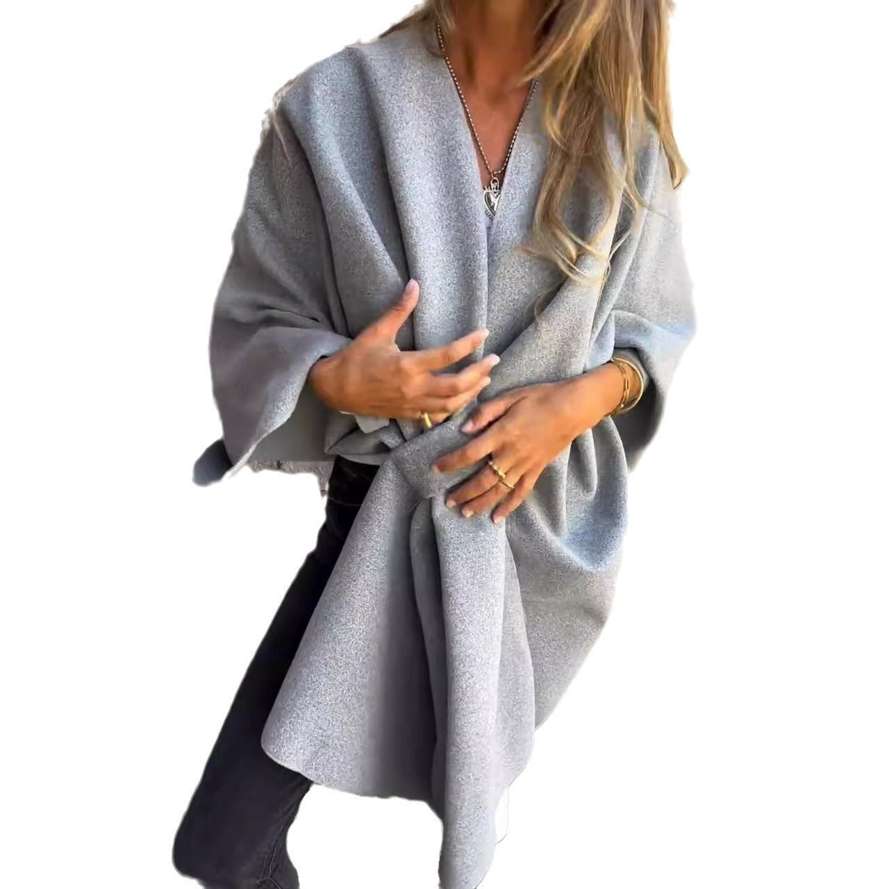 Loose V-neck Shawl Cape Jacket