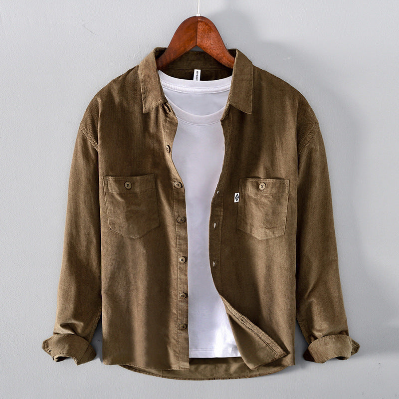 Pocket Casual Corduroy Long-sleeved Shirt