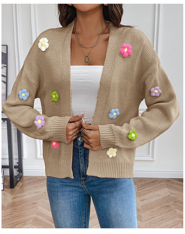 Flower Sweet Knitted Cardigan Sweater For Women