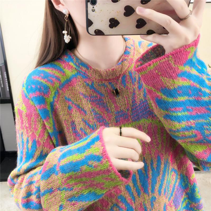 Color Tie-dye Knitted Sweater Women's Spring And Autumn