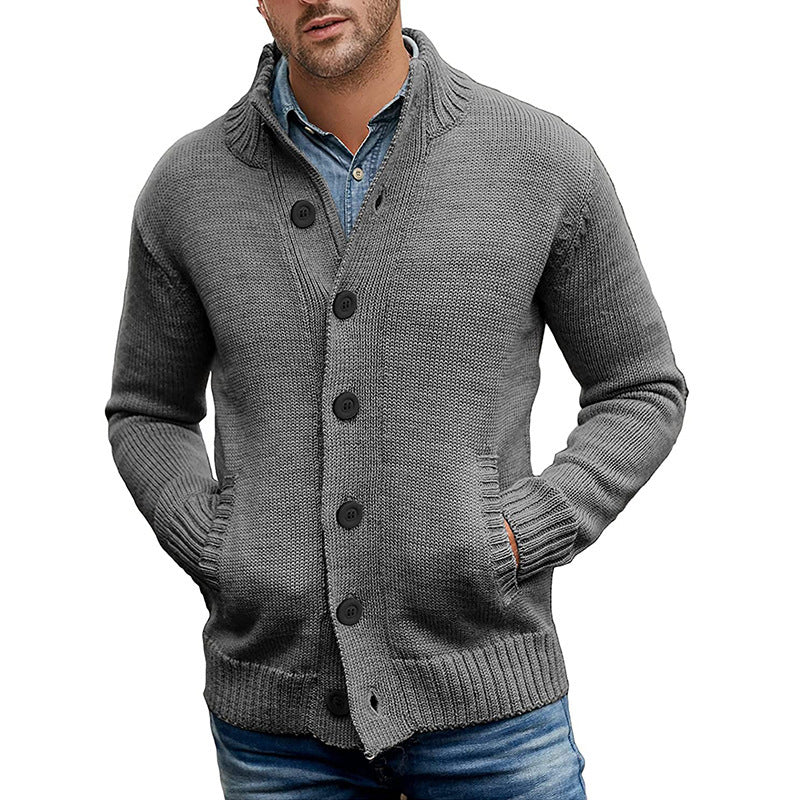 Sweater Cardigan Men's Solid Color Single-breasted Knit