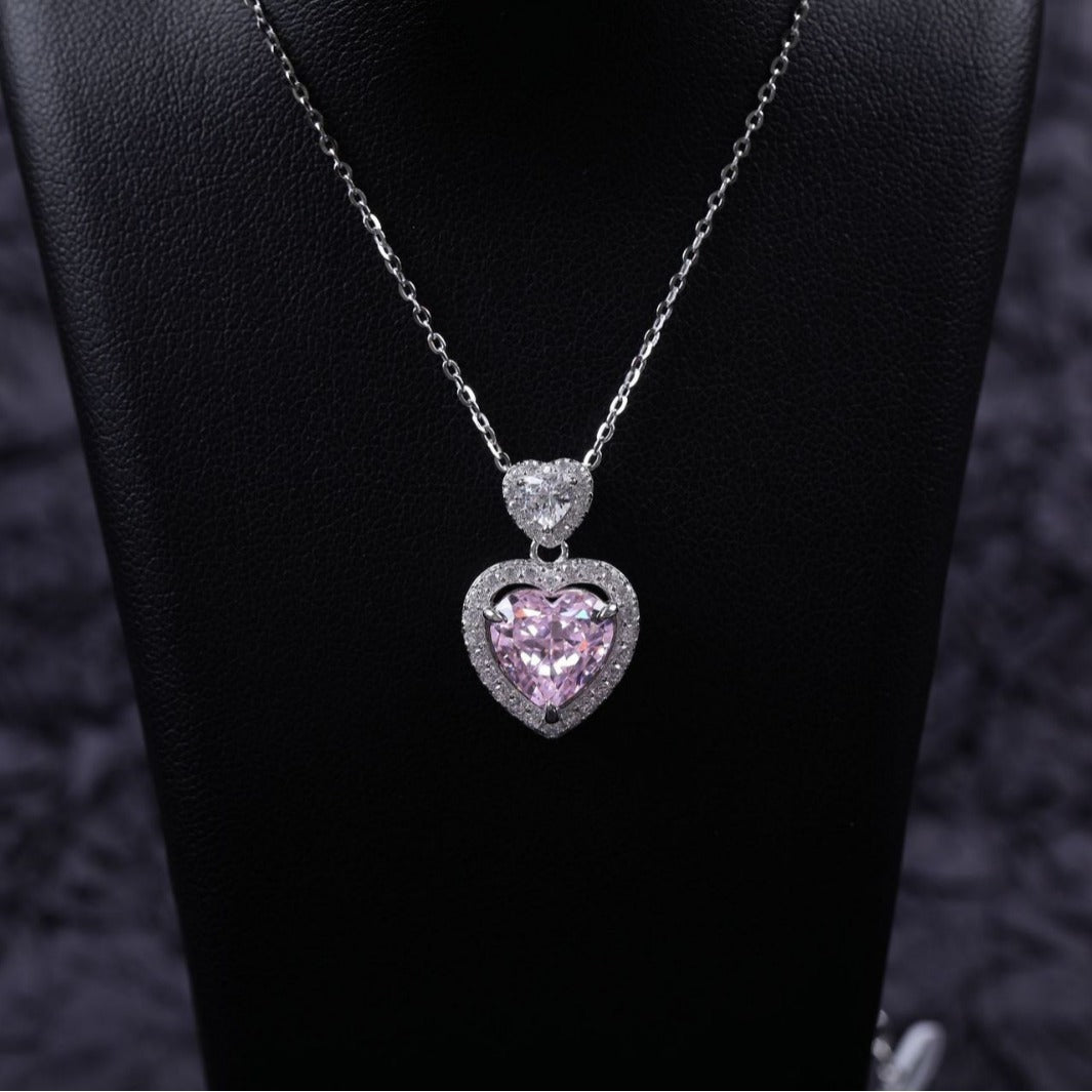 S925 Double Heart Original Pendant For Women Elegant Necklace