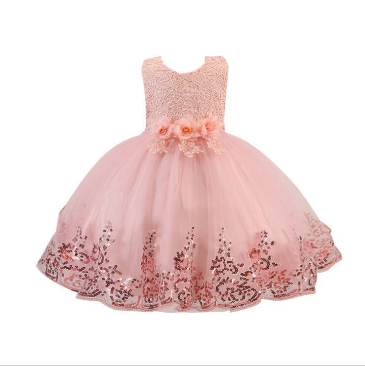 Sequined Trailing Lace Princess Dress Children Shirt