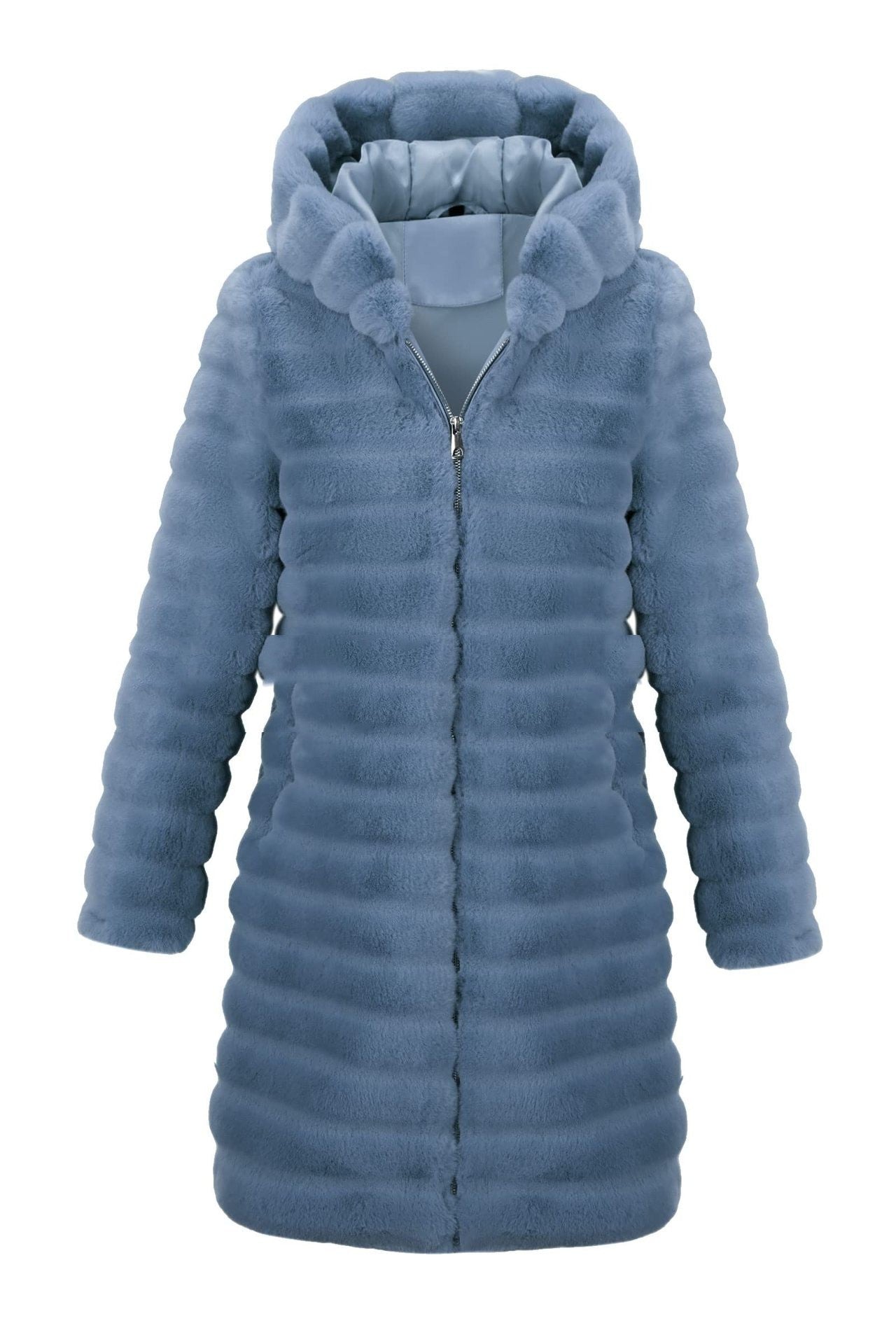 Artificial Mink Hair Hooded Jacket Women