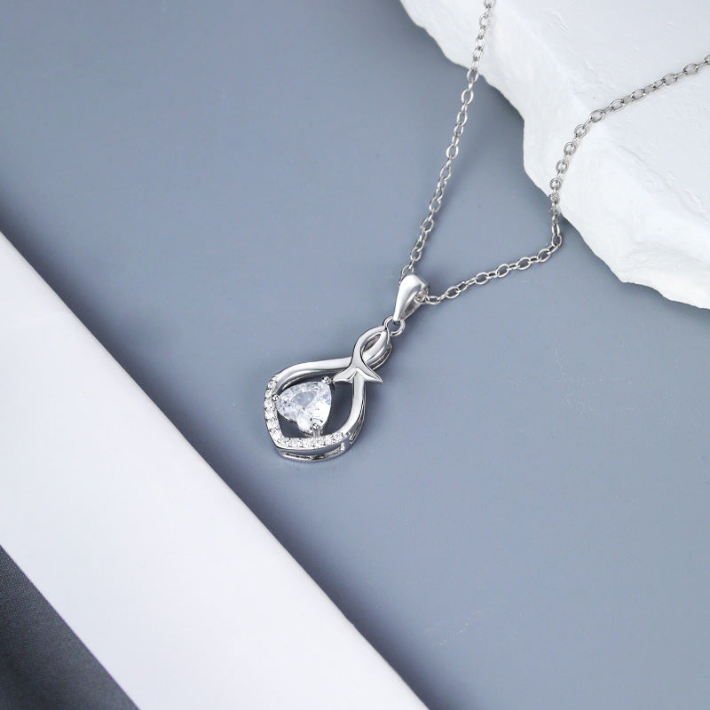 S925 Silver Fashion Sweet Necklace High-grade Inlaid