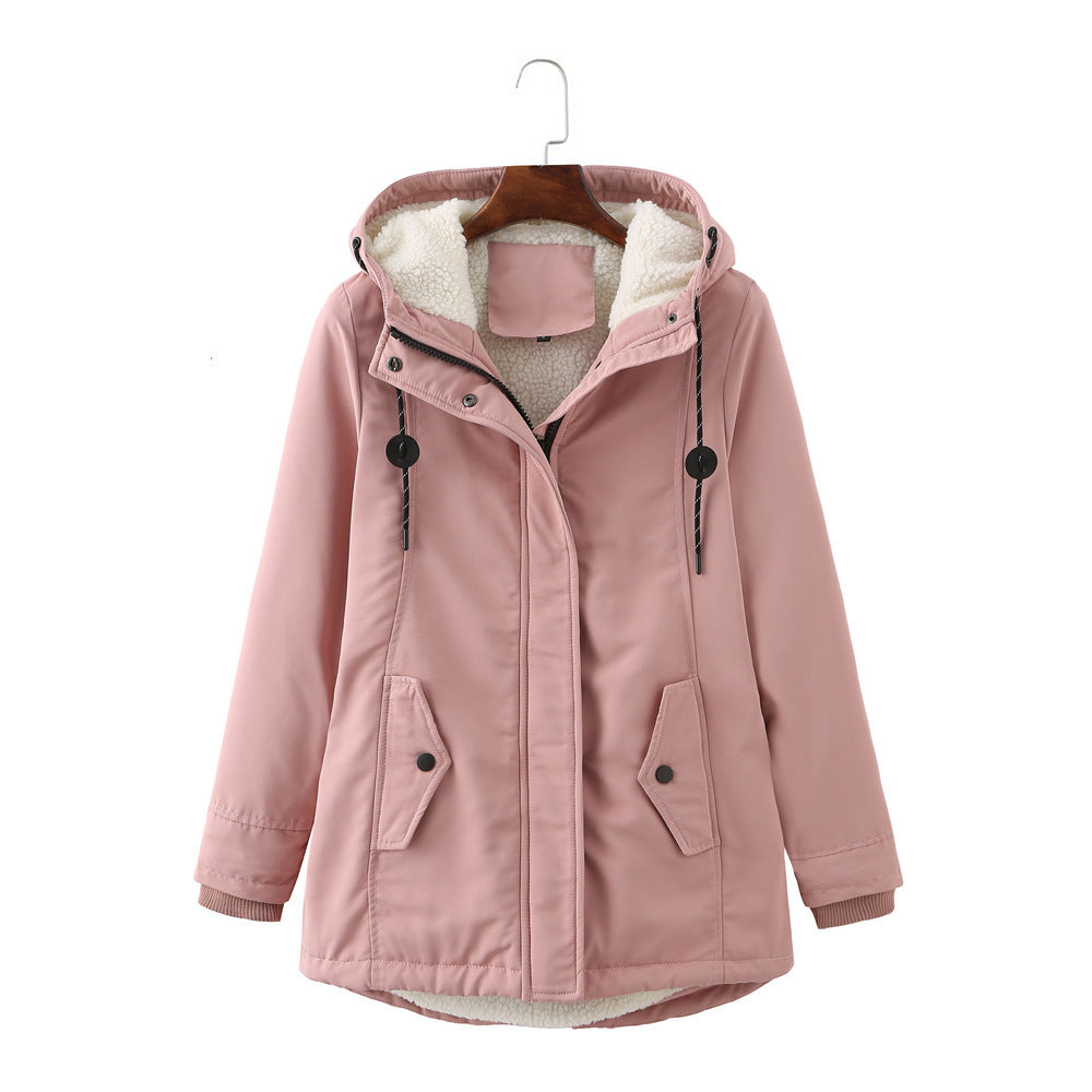 Ladies Hooded Lambswool Parka Winter Jacket