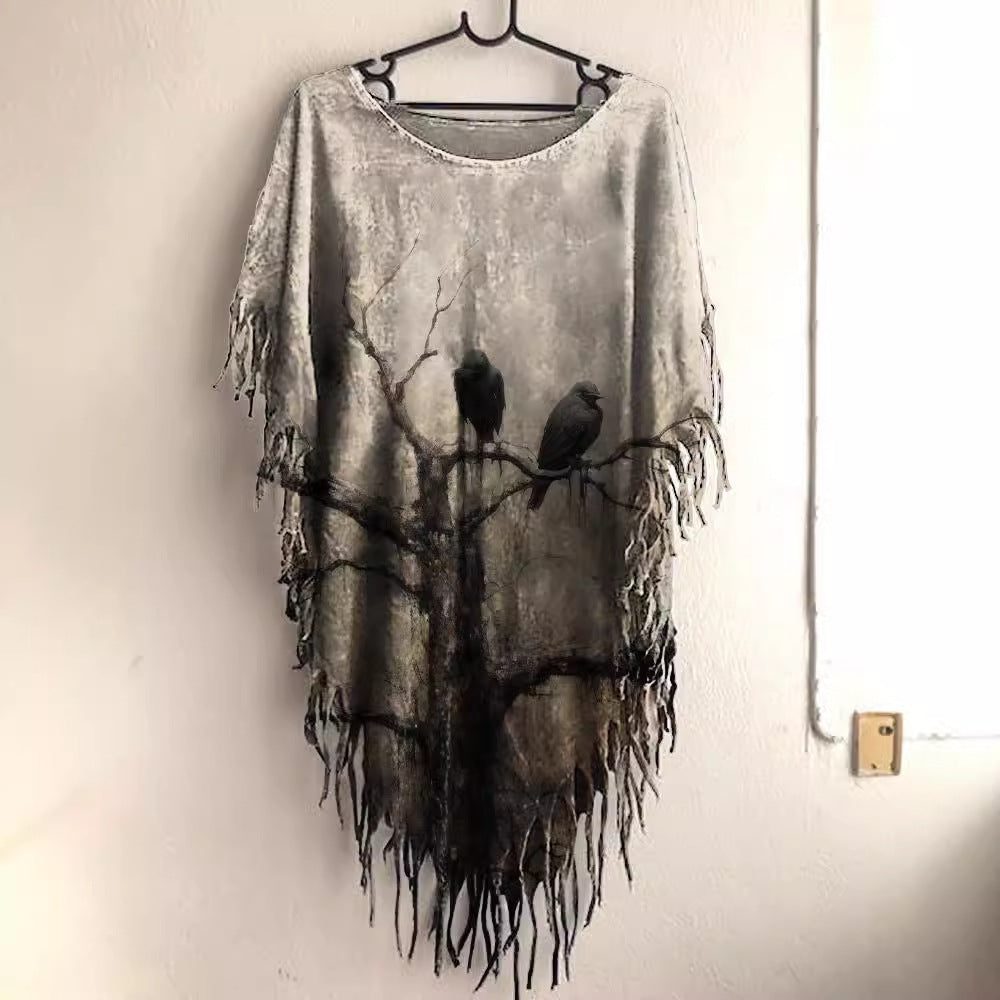 New Autumn Printed Tassel Cloak