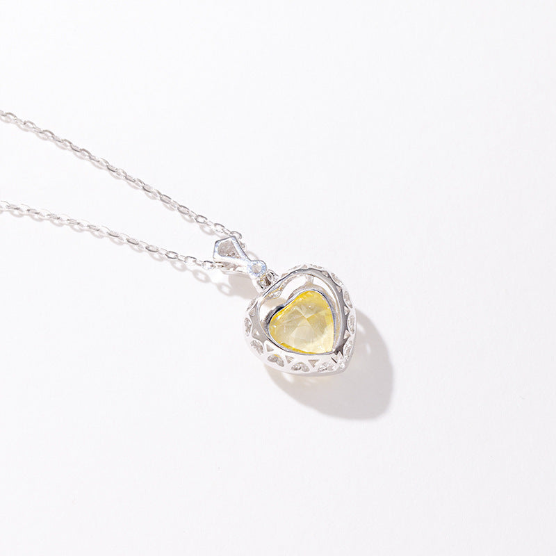 New Yellow Diamond Sterling Silver Necklace For Girls