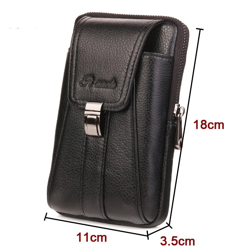 Men's Small Waist Bag Belt Mobile Phone Bag Vertical Multi-functional Mini Retro Cowhide